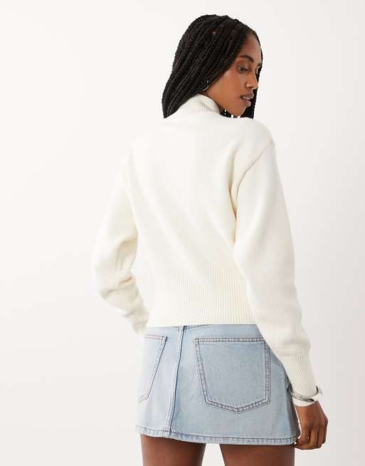 Cotton On lotus cinched zip knit jumper in creme fraiche, 4 of 4