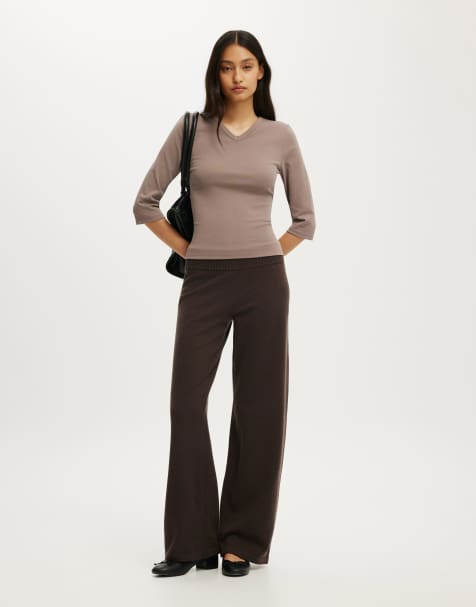 Cotton On Lotus knit pant in brown - view 1