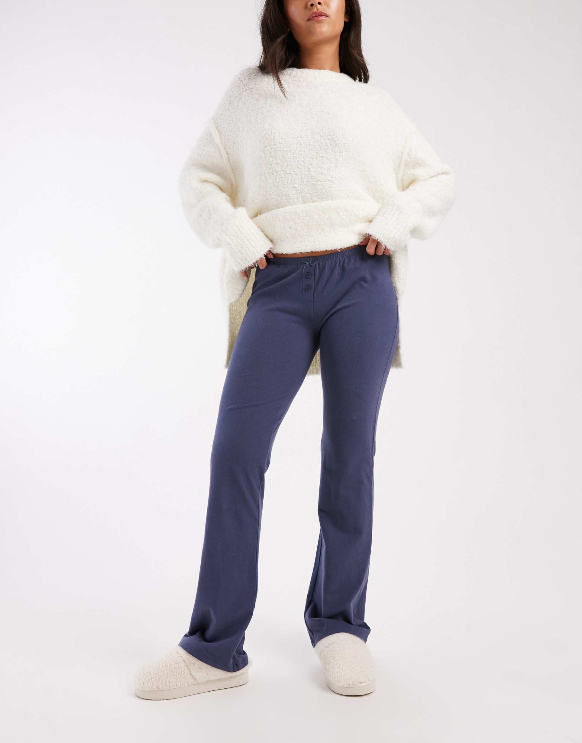cotton on lounge dreamy flare pants in steely blue wash