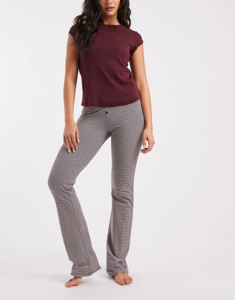 Cotton On lounge dreamy soft flare trouser in chocolate plum