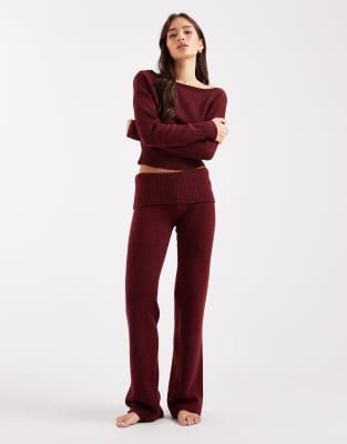 Cotton On Lounge Fold Over Waist Fluffy Pants In Red