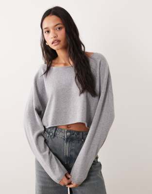 Cotton On lounge off-shoulder knit sweater in light gray heather light gray marle 8490₽