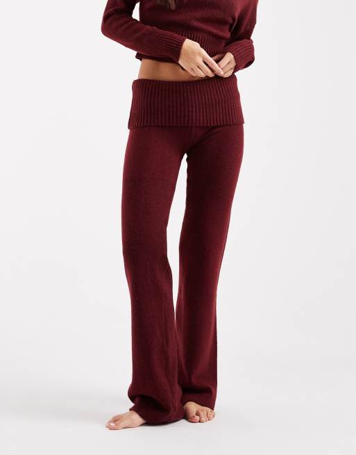 Cotton On lounge roll waist fluffy pants in burnt apple, 3 of 4