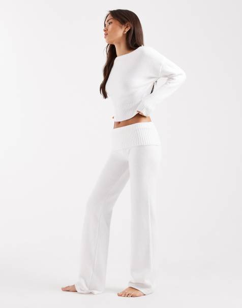 Cotton On lounge roll waist fluffy pants in coconut milk - view 1