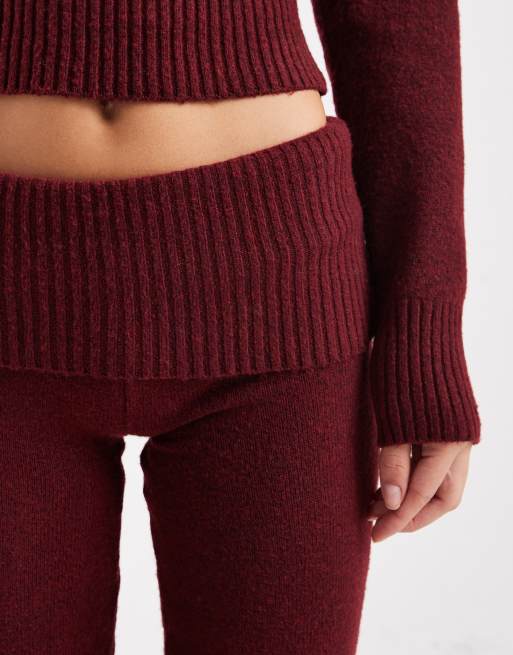 Cotton On lounge roll waist fluffy trouser in burnt apple, 4 of 4