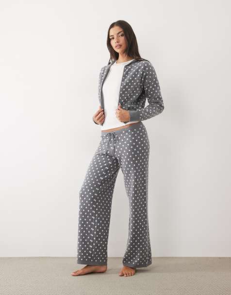 Cotton On lounge straight leg knit trouser in polka dot co-ord - view 1