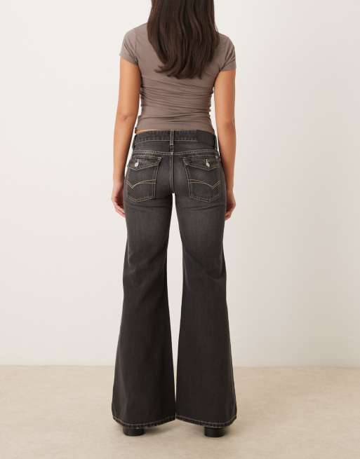 Cotton On Low relaxed flare jean in black - BLACK, 5 of 5