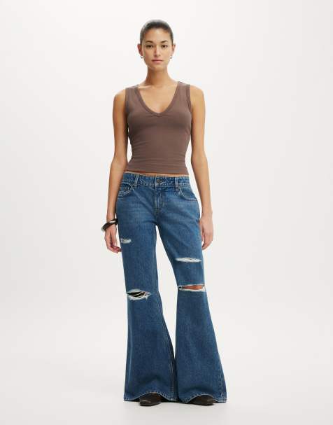 Cotton On Low relaxed flare jean in blue - view 1
