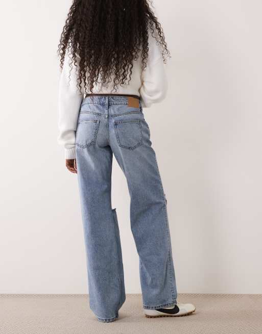 Cotton On low rise ripped straight jeans in salstone blue , 2 of 5