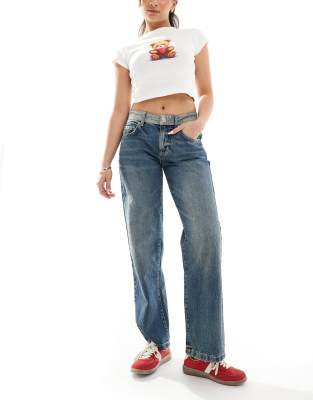 Cotton:on Cotton On Low Rise Straight Jeans In Blue