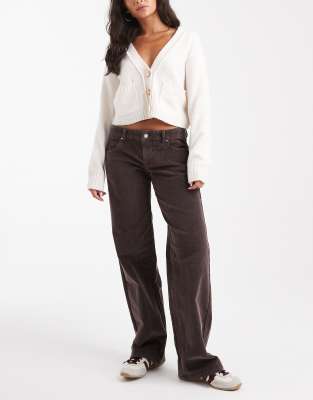 Cotton On low rise straight leg corduroy jeans in brown