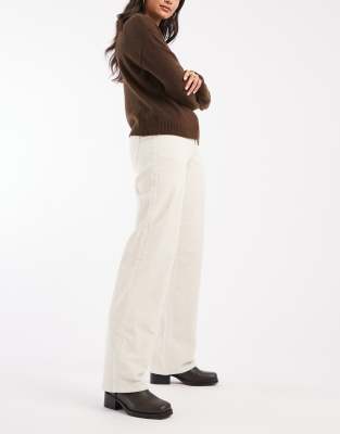 Cotton On Low Rise Straight Leg Corduroy Pants In Neutral