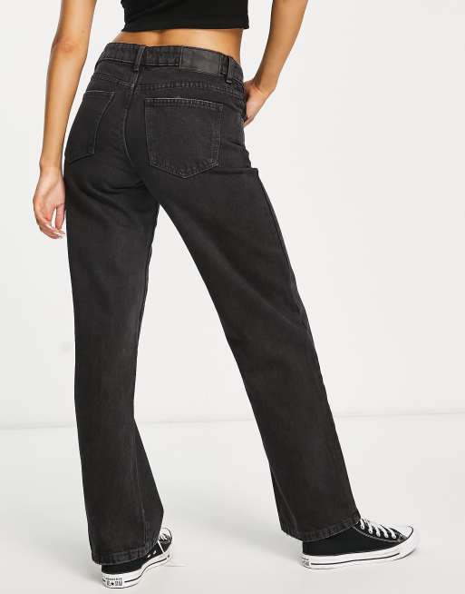 Black, Cotton Stretch Straight Leg Jean