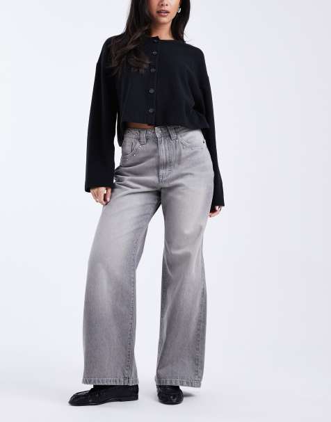 Cotton On low rise super baggy jean in grey studded wash