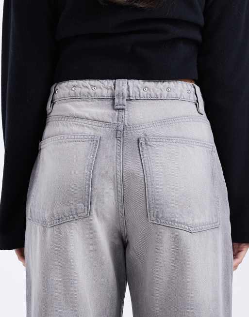 Cotton On low rise super baggy jeans in grey studded wash, 4 of 5