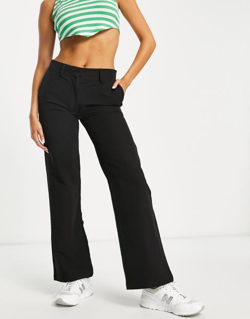 classic black cotton straight leg trousers