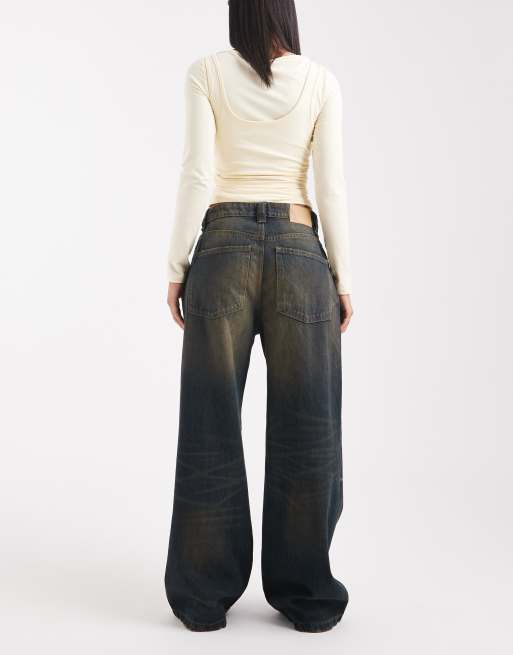 Cotton On Low super baggy jean in dark blue  - NAVY, 2 of 5