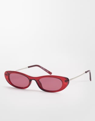 Cotton On Lucia slim line sunglasses in cherry wood cherry woodsilver tone 3990₽