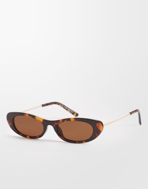 Cotton On Lucia slim line sunglasses in deep tort gold - view 1
