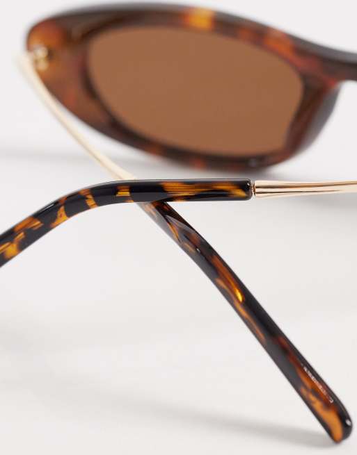 Cotton On Lucia slim line sunglasses in deep tort gold, 2 of 3