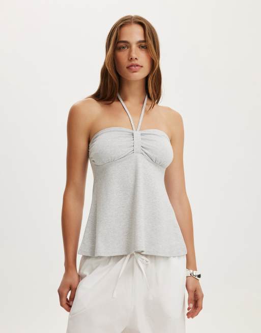 Cotton On Lucy babydoll halter in grey, 3 of 4