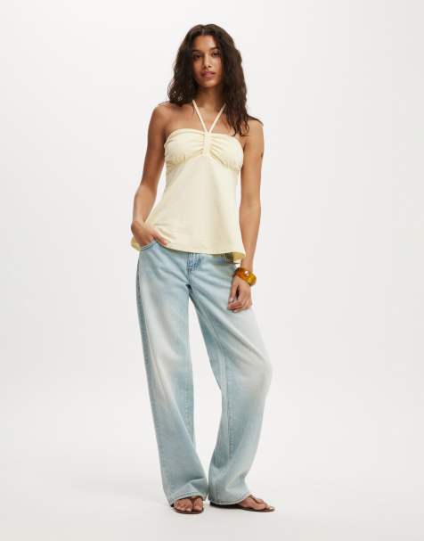 Cotton On Lucy babydoll halter neck top in beige - view 1