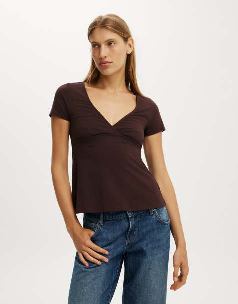 Cotton On Lucy babydoll tee in brown - view 1