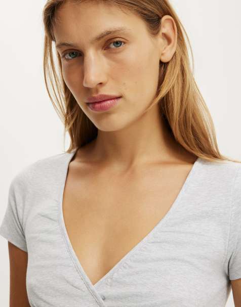 Cotton On Lucy babydoll tee in grey