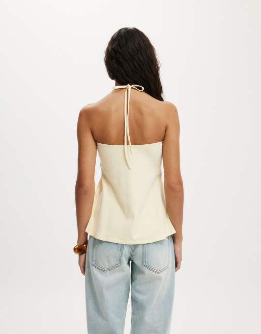 Cotton On - Lucy - Beige babydoll-overdel med halterneck, 4 af 4