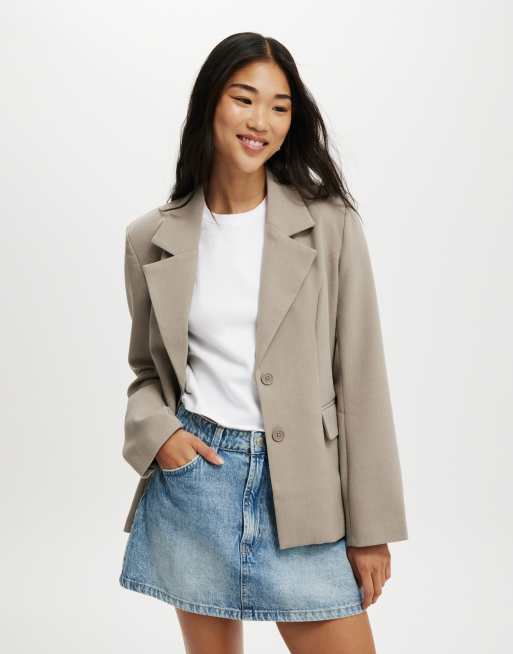 Cotton On Luis blazer in taupe marle - BEIGE