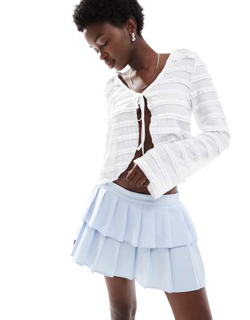 Cotton On luis double pleated mini skirt in daydream blue, 2 of 5