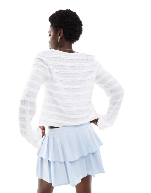 Cotton On luis double pleated mini skirt in daydream blue, 4 of 5