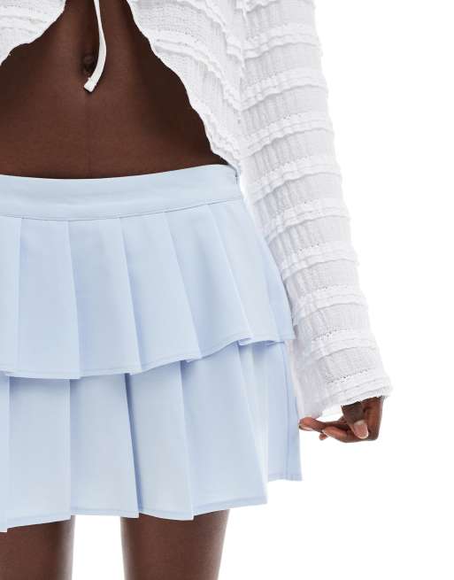 Cotton On luis double pleated mini skirt in daydream blue, 5 of 5