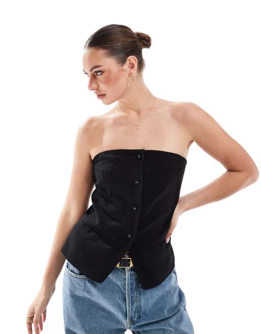 Cotton On Luis strapless suit vest in black