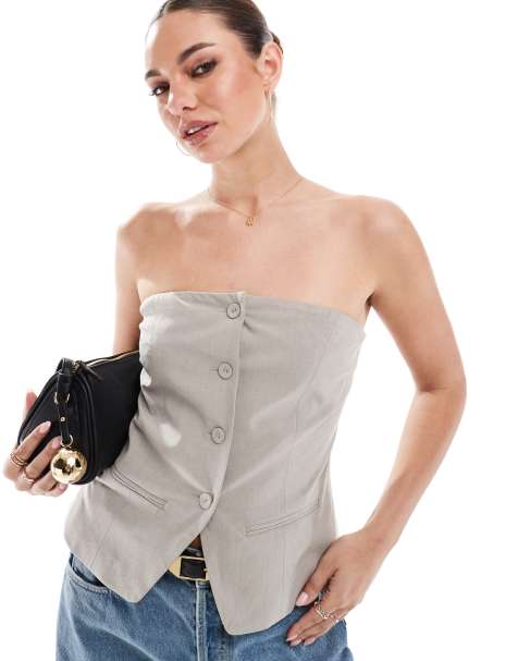 Cotton On Luis strapless suting vest in beige - view 1
