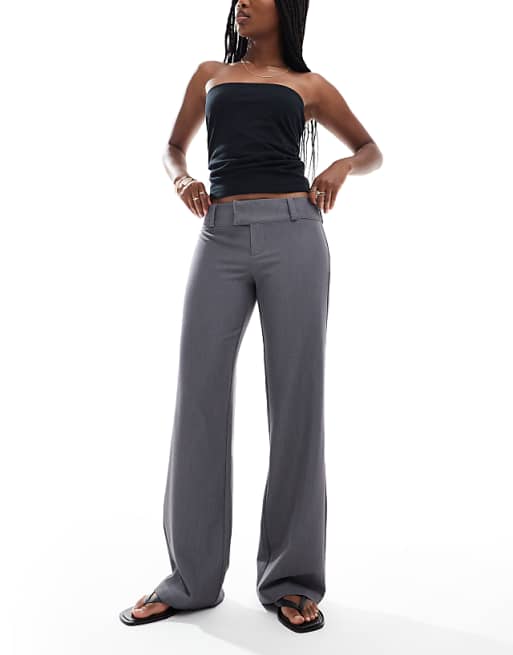 grey dress pants ladies Women's The pleated seams on the back of the legs provide added detail to this classy style Dpytoraw Wide Leg Dress Pants
