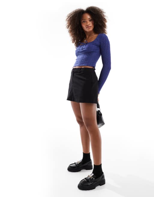 Cotton On Luis suiting mini skort in black - BLACK