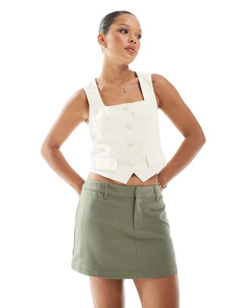 Cotton On Luis suiting mini skort in burnt olive 