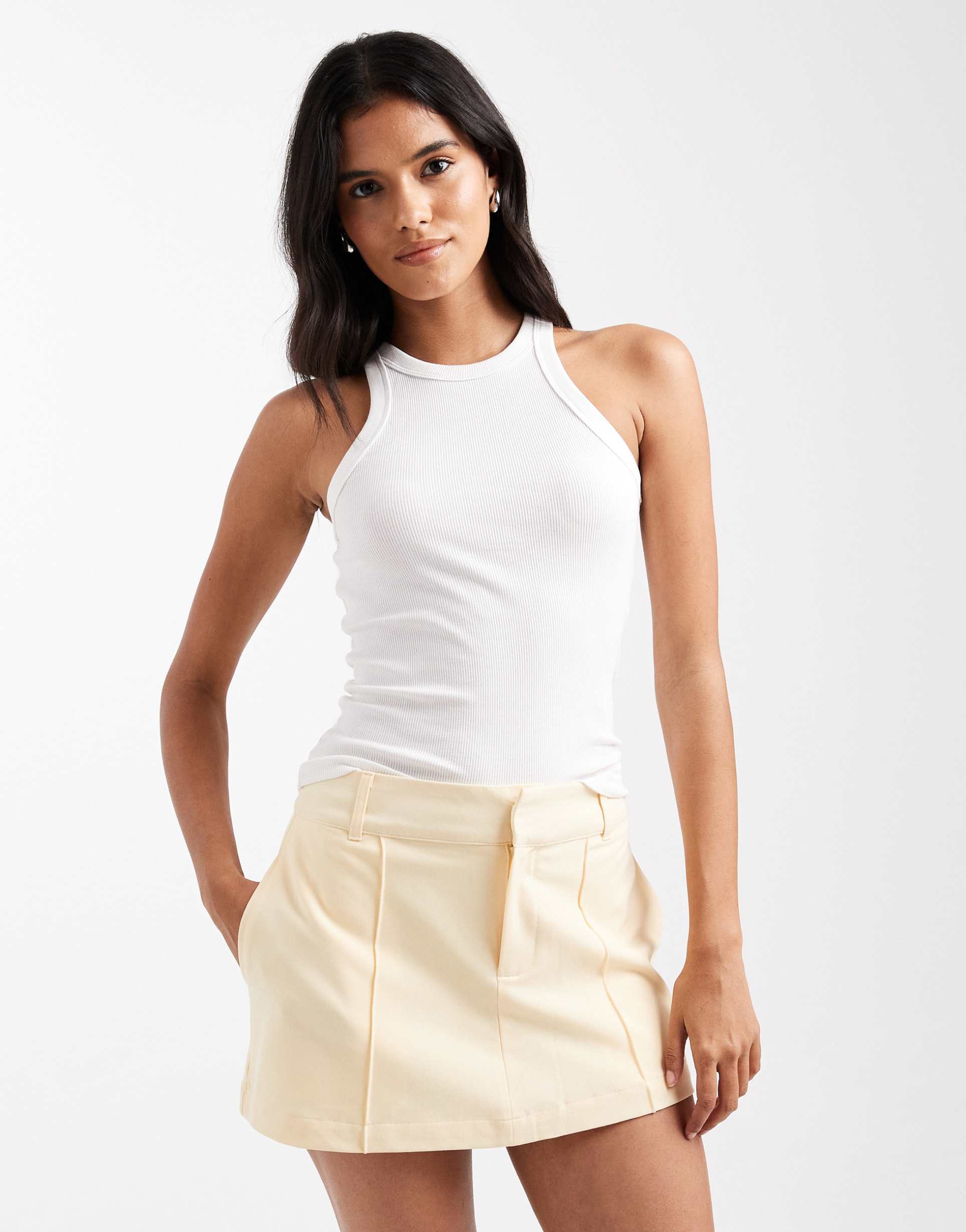 cotton on luis suiting skirt in buttermilk yellow