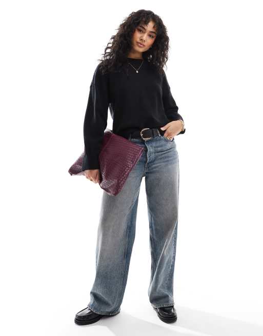 Cotton On lux crew pullover jumper in black