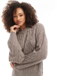 [Cotton:On] Cotton On lux crew pullover jumper in mocha cable knit-Neutral XS Mocha