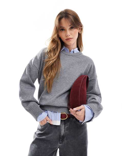 Cotton On lux crew sweater in grey marle - view 1