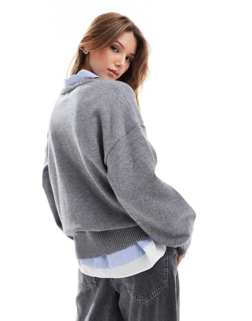 Cotton On lux crew sweater in grey marle