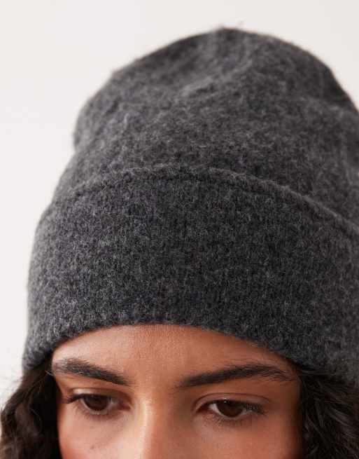 Cotton On luxe beanie hat in charcoal, 2 of 3