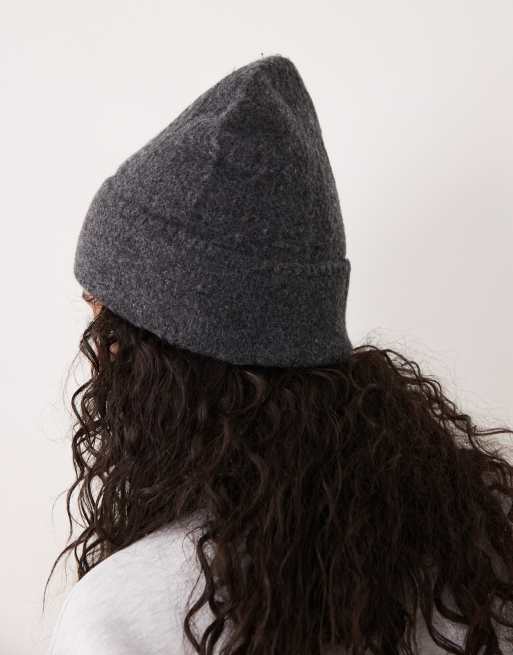 Cotton On luxe beanie hat in charcoal, 3 of 3