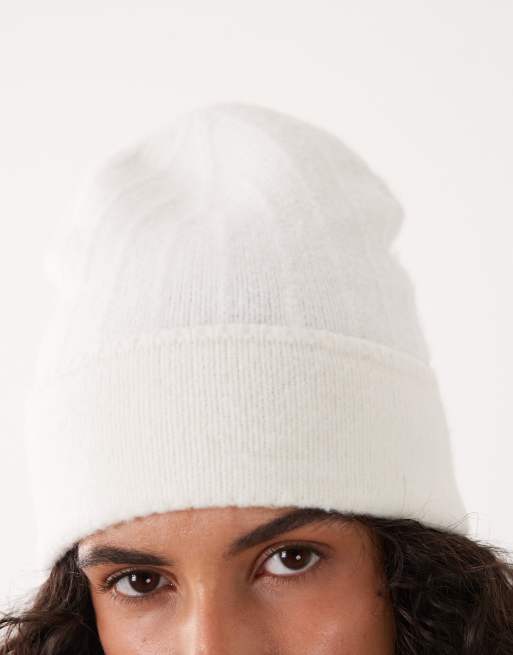 Cotton On luxe beanie hat in cream, 2 of 3
