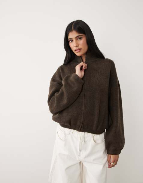 Cotton On - Luxe - Chaqueta bomber marrón roble oscuro jaspeado con bajo entallado - view 1