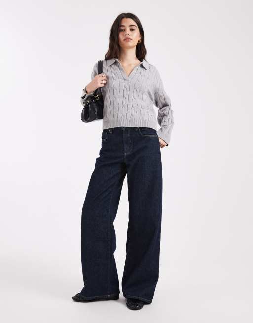 Cotton On luxe collar sweater in grey marle, 3 of 4