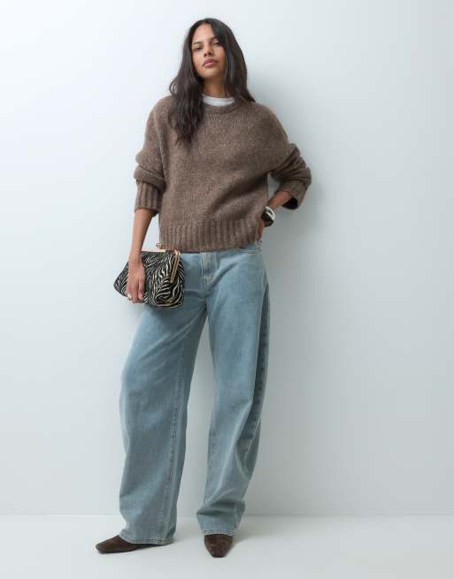 Cotton On luxe crew neck jumper in acorn , 2 of 5