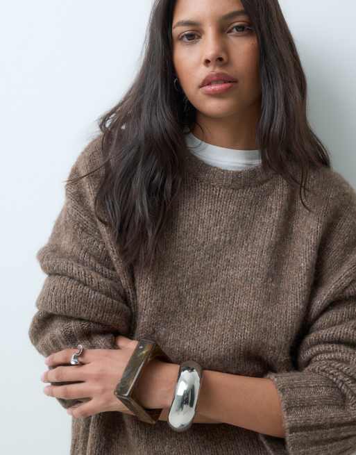 Cotton On luxe crew neck jumper in acorn , 3 of 5